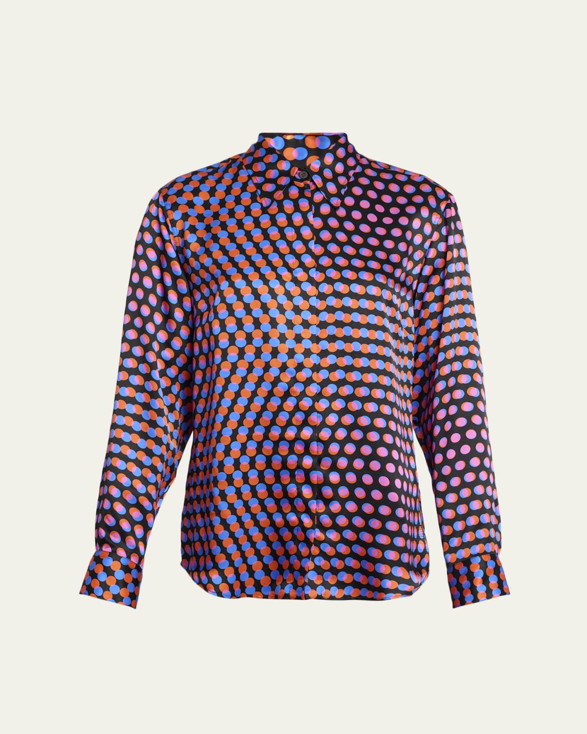 Dries Van Noten Chowy Dotted Silk Button-Front Shirt