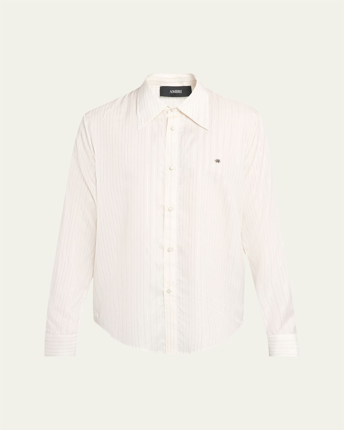 Amiri Men's Metallic Fiber Fine-Stripe Silk Sport Shirt