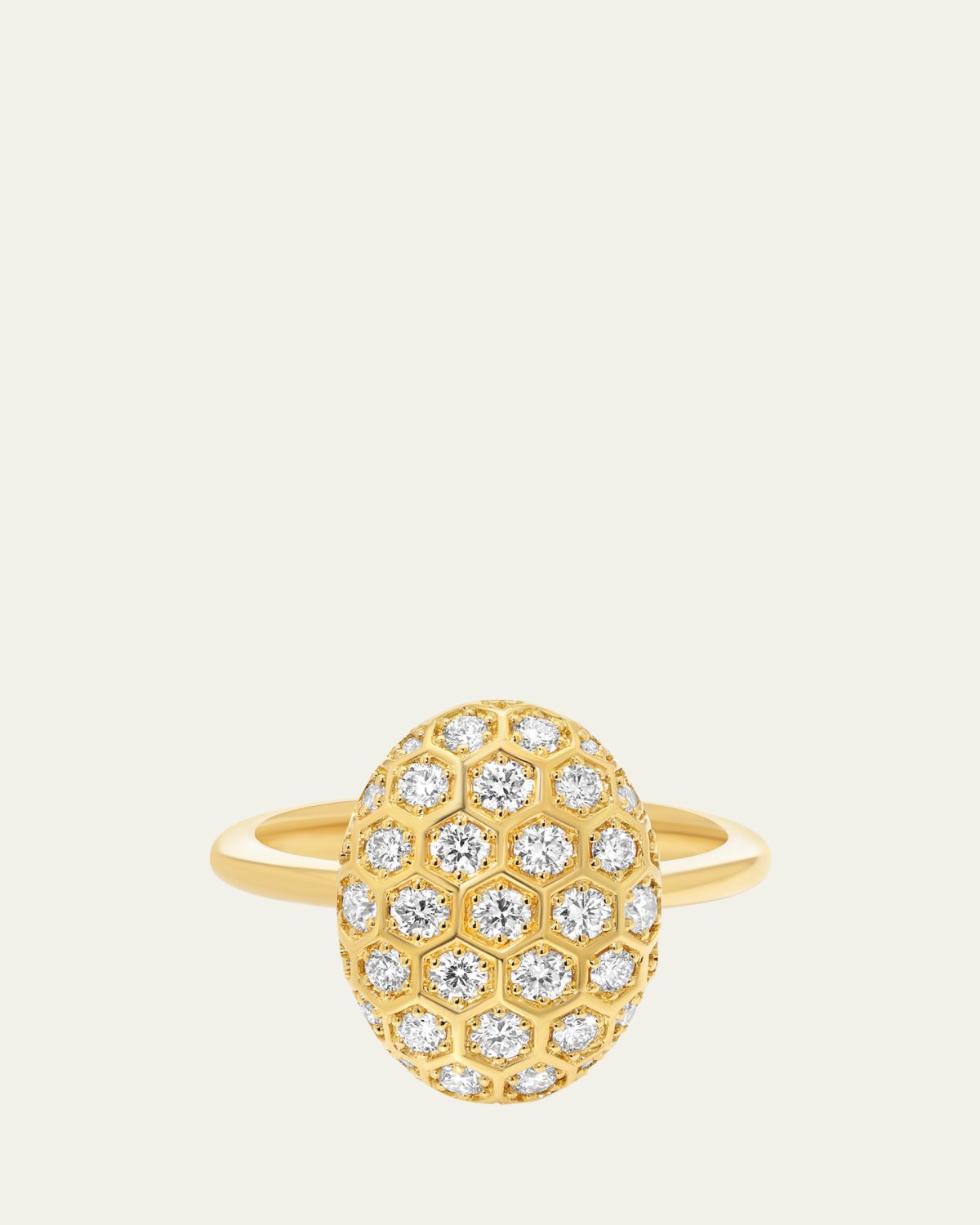 Sara Weinstock Honey Comb 18K Gold & Diamond Hexagon Ring