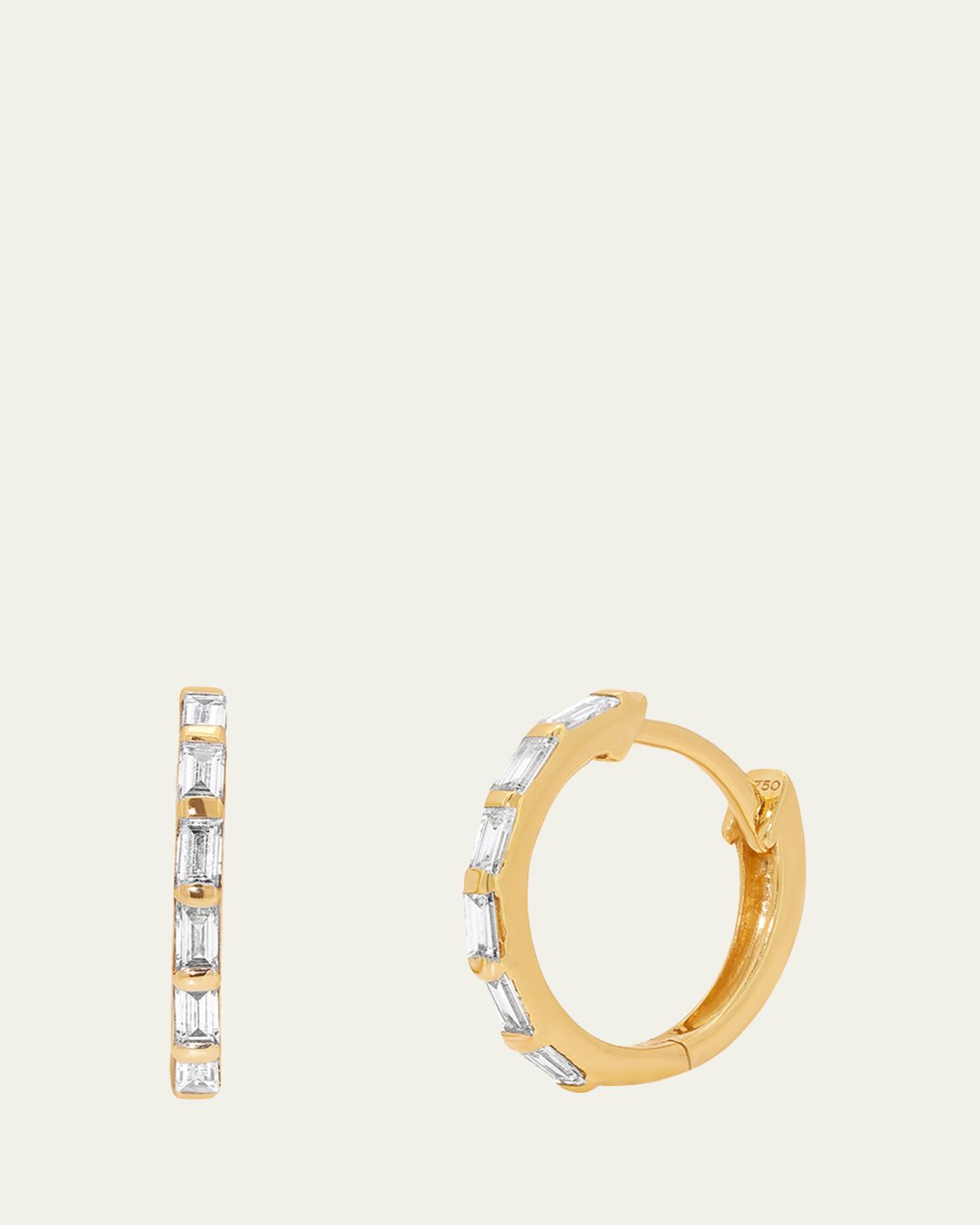 Sara Weinstock Dujour 18K Gold Diamond Baguette Hoop Earrings | Thumbnail 3 Sara Weinstock Dujour 18K Gold Diamond Baguette Hoop Earrings | Thumbnail 3