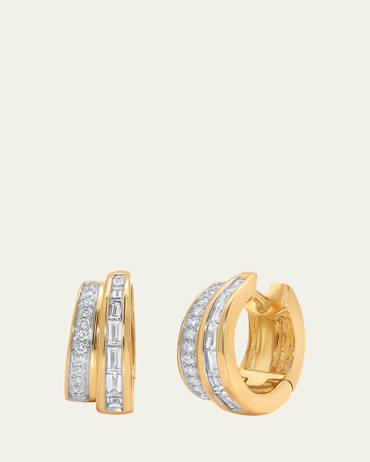 Sara Weinstock Papua 18K Gold & 2-Row Diamond Huggie Earrings