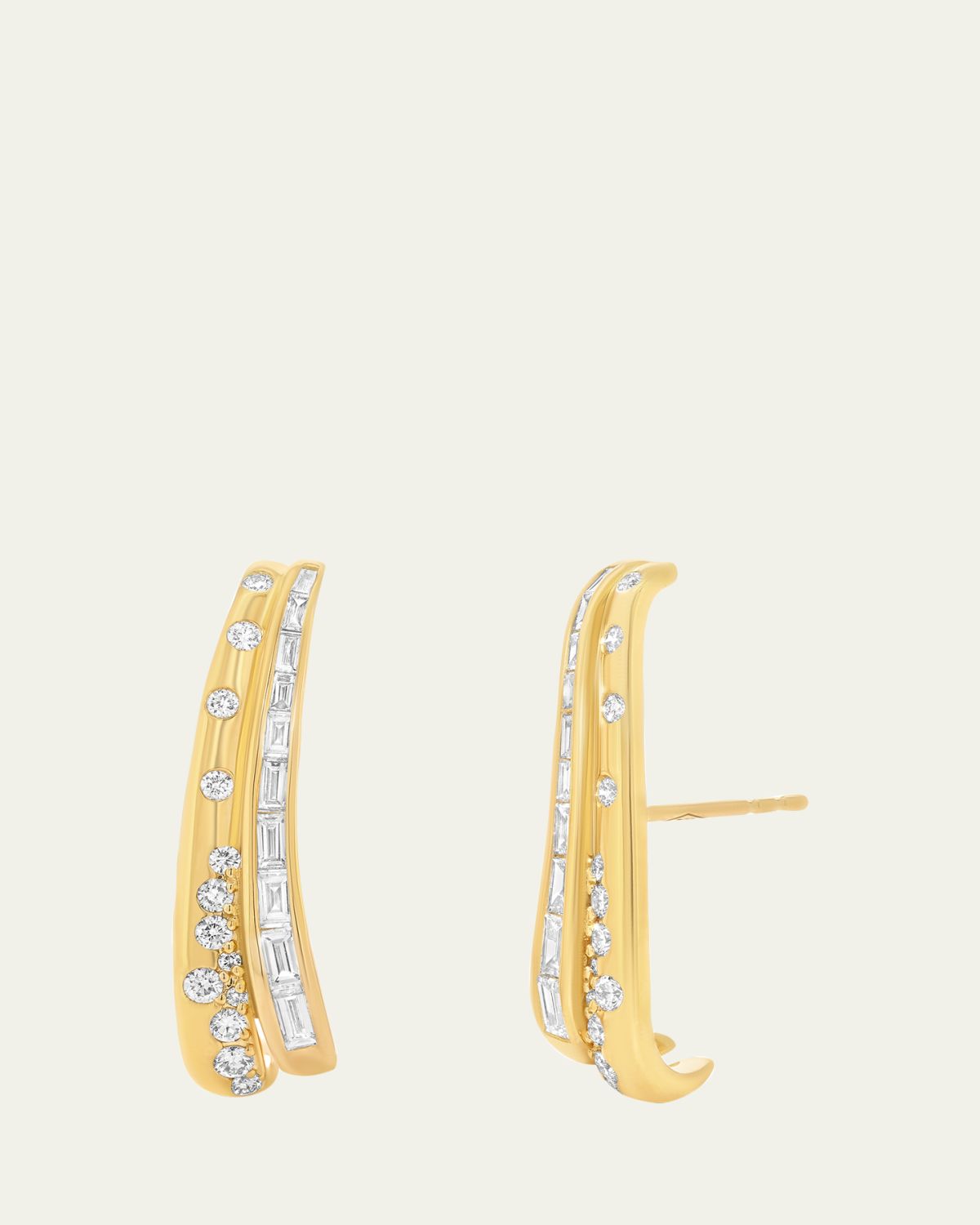 Sara Weinstock Papua 18K Gold & Curved Double Row Diamond Earrings