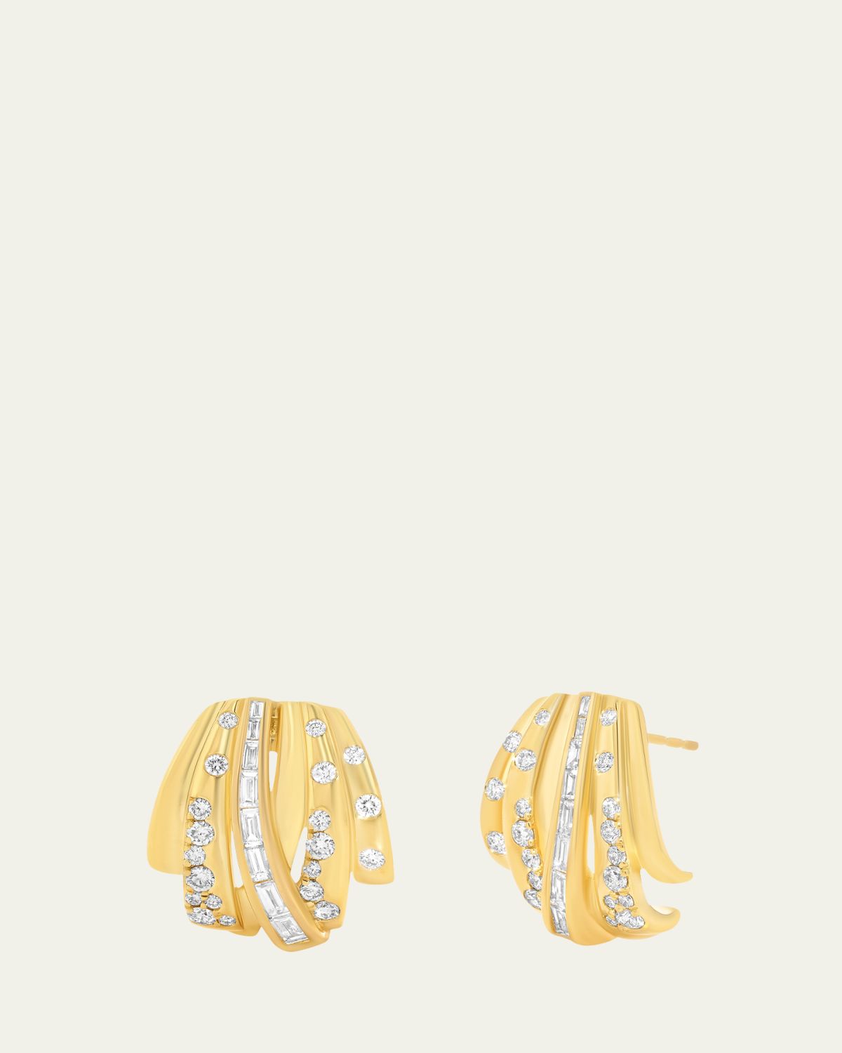 Sara Weinstock Papua 18K Gold Diamond Crossover Earrings