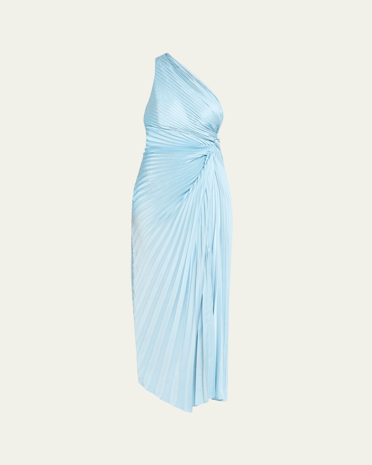 A.L.C. Lara Pleated One-Shoulder Satin Midi Dress