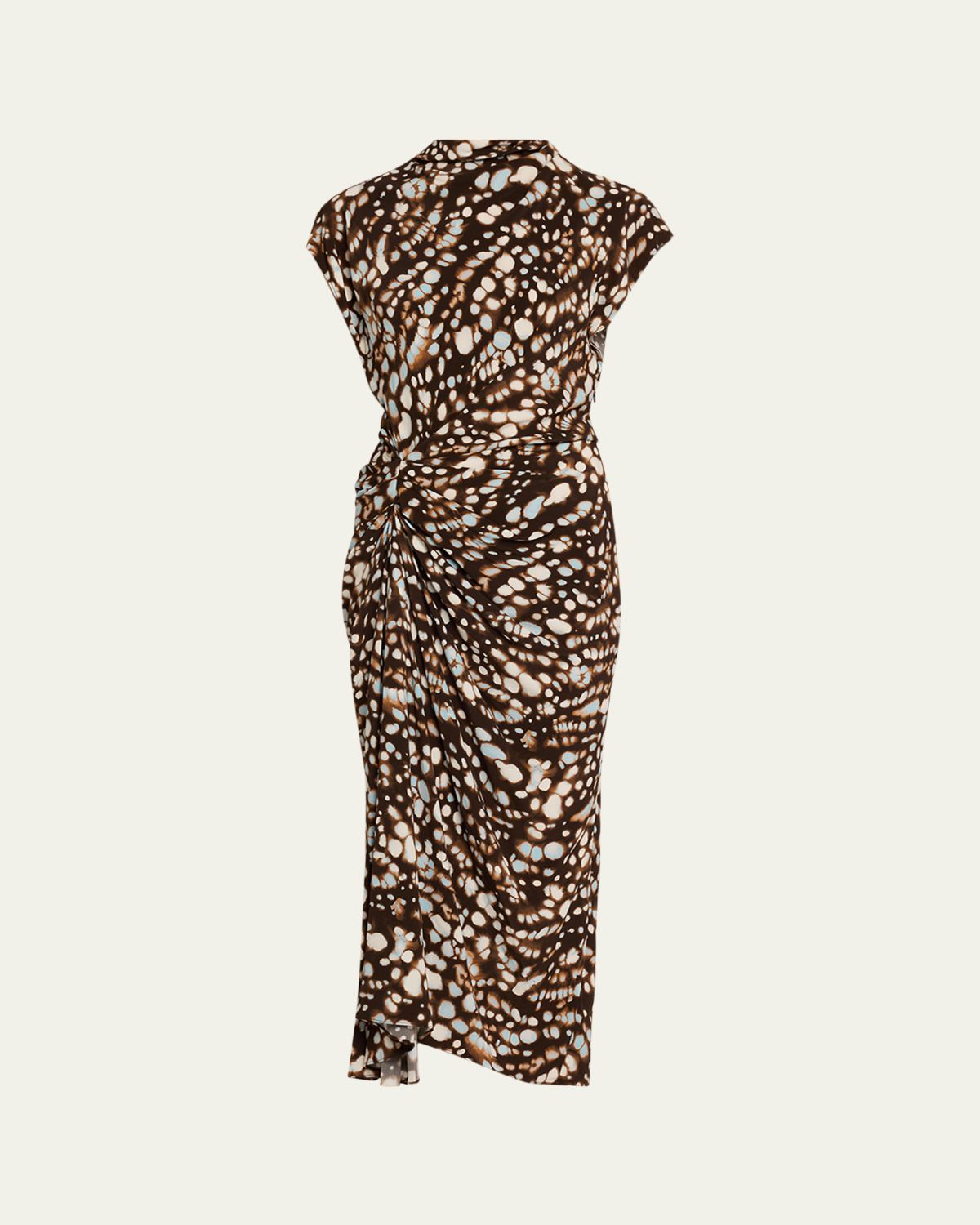 A.L.C. Alma Ruched Viscose Twill Midi Dress