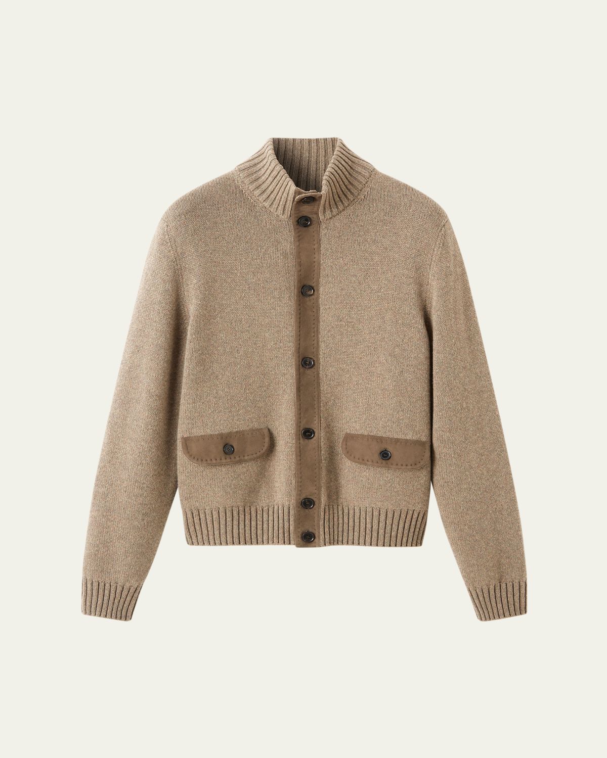 Loro Piana Men's Parksville Suede-Trim Baby Cashmere Bomber Jacket