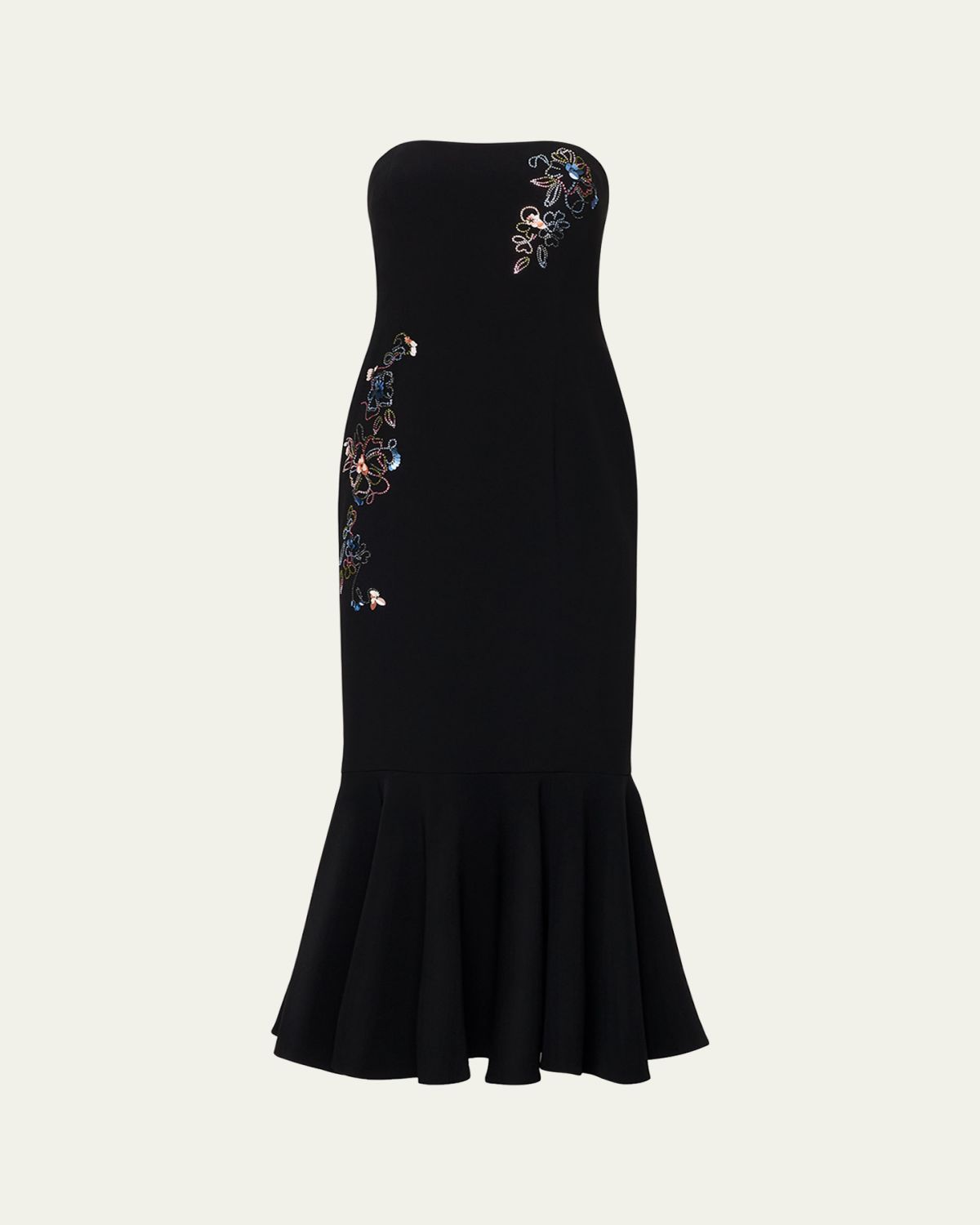 Cinq a Sept Juniper Blooming Linework Strapless Dress