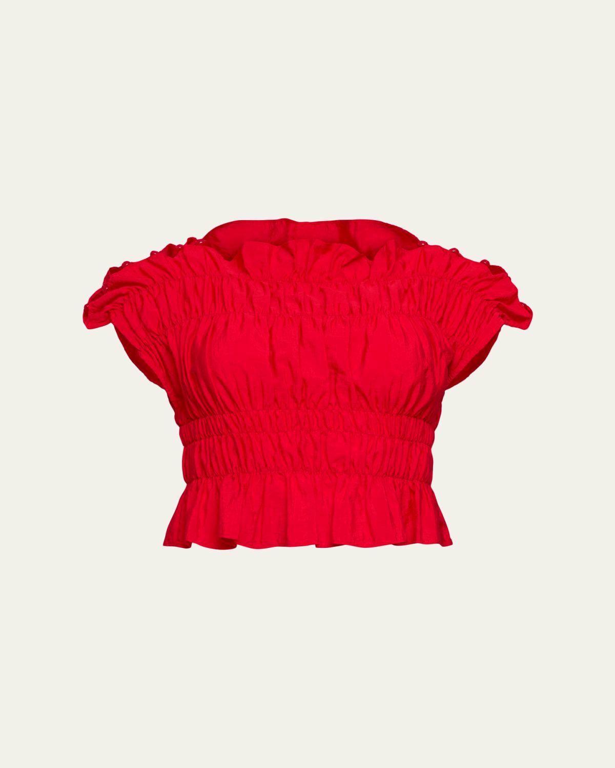 Cinq a Sept Evalina Smocked Crop Top | Thumbnail 3 Cinq a Sept Evalina Smocked Crop Top | Thumbnail 3