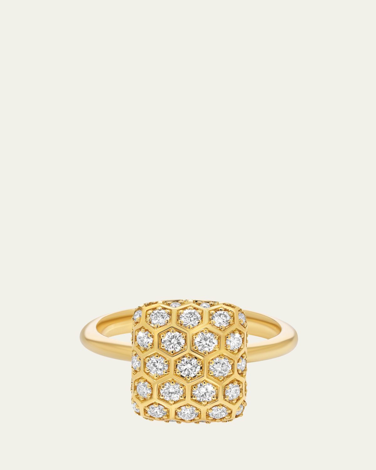 Sara Weinstock Honey Comb 18K Gold & Diamond Square Ring
