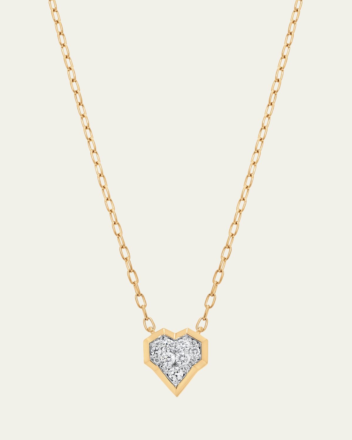 Sara Weinstock Honey Comb 18K Gold & Diamond Heart Necklace