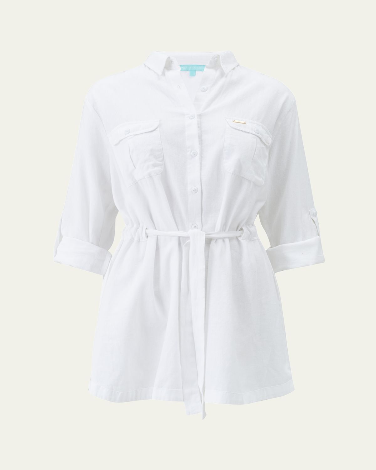 Melissa Odabash Lacey Cotton-Linen Mini Shirtdress Coverup | Thumbnail 8 Melissa Odabash Lacey Cotton-Linen Mini Shirtdress Coverup | Thumbnail 8