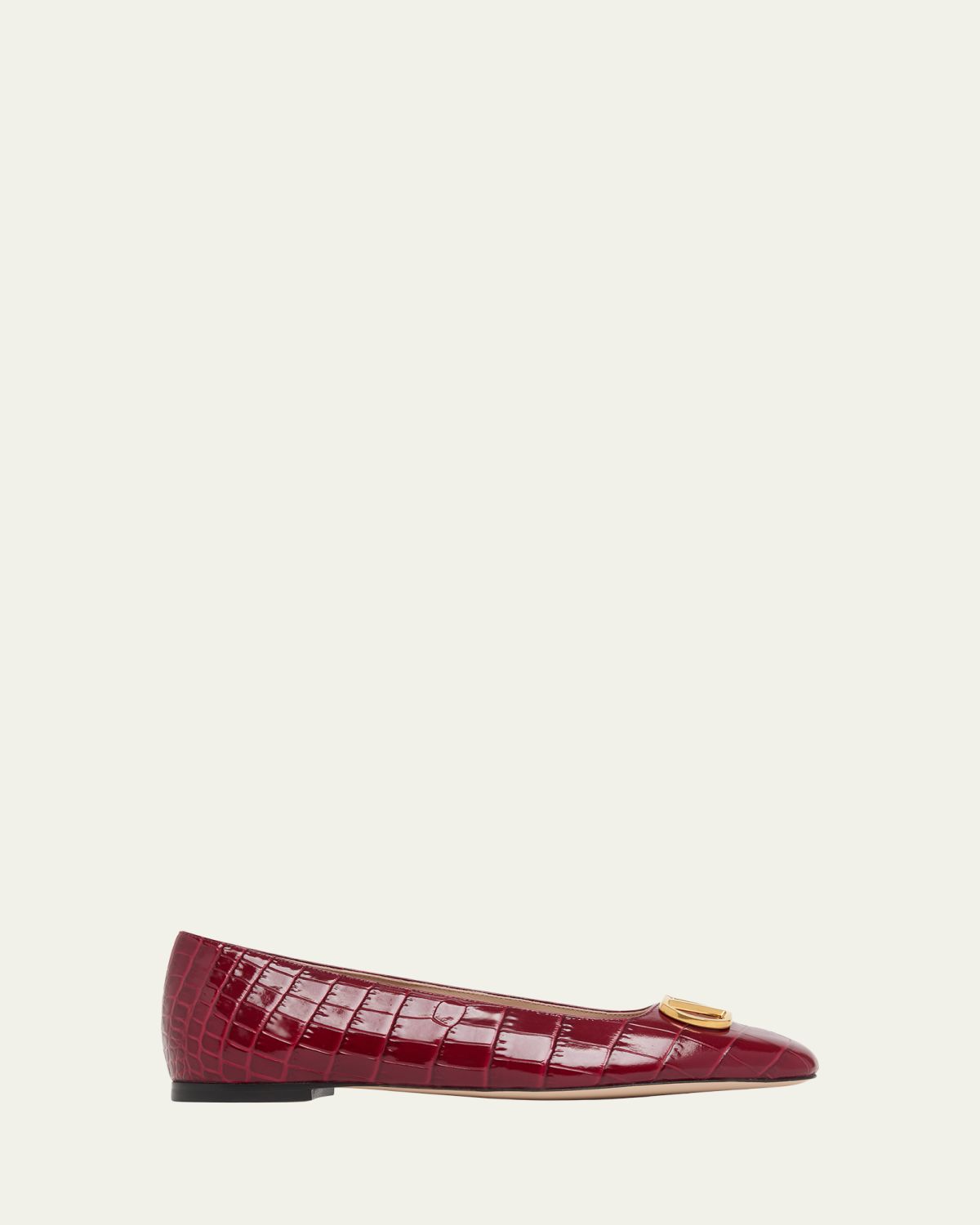 Valentino Garavani VLogo Croc-Embossed Leather Ballerina Flats | Thumbnail 6