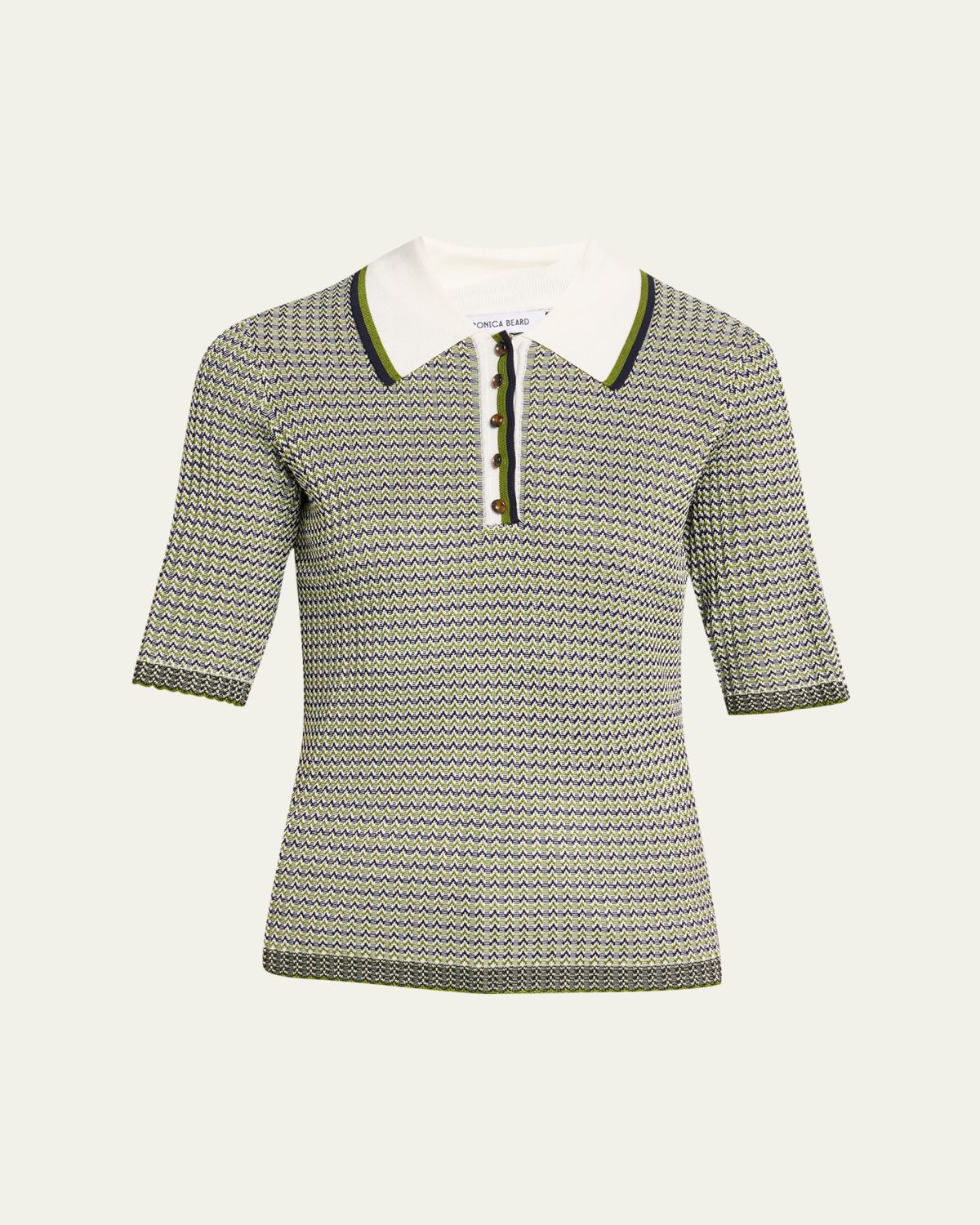 Veronica Beard Soza Compact Knit Polo Top