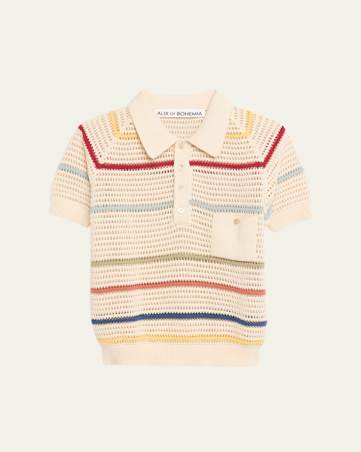 Alix of Bohemia Lessi Stripe Crochet Polo Top