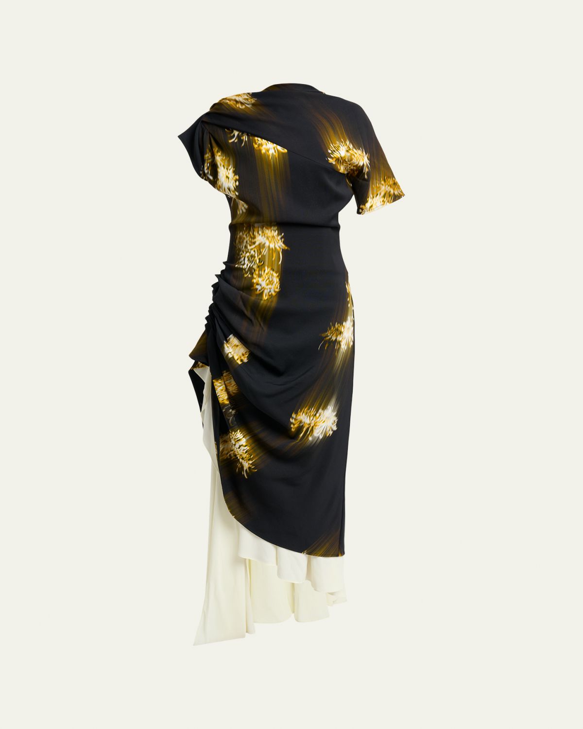 Proenza Schouler Antonella Blur Floral Draped High-Low Dress