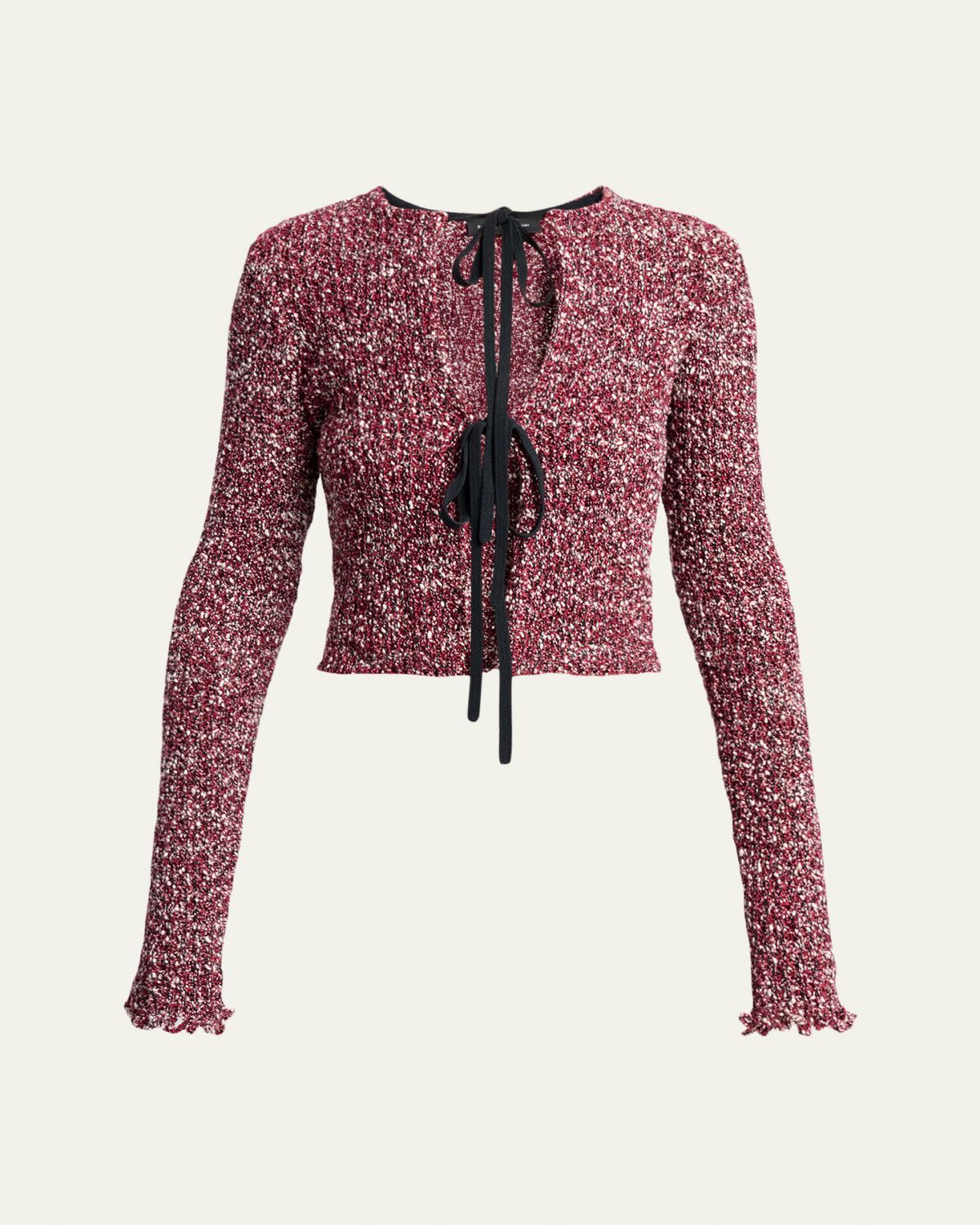 Colette Boucle Tie-Front Crop Top