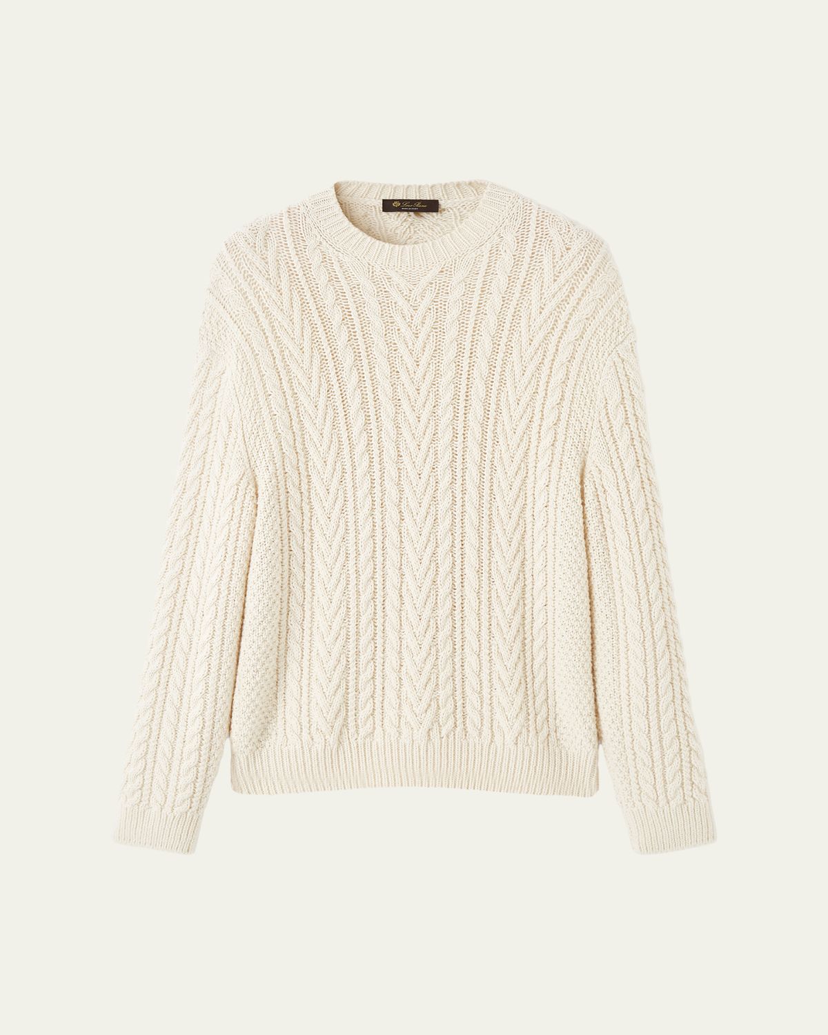 Loro Piana Men's Schooner Cashmere Cable Crewneck Sweater