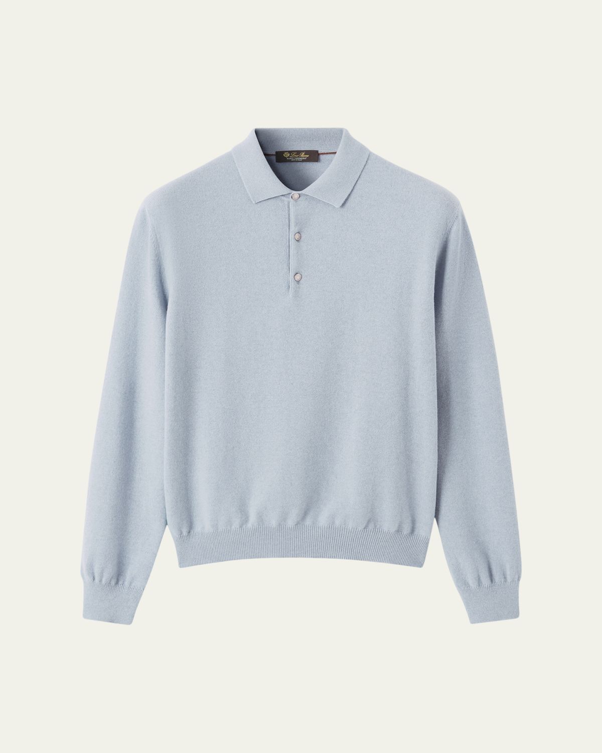 Loro Piana Men's Baby Cashmere Metal-Button Polo Sweater