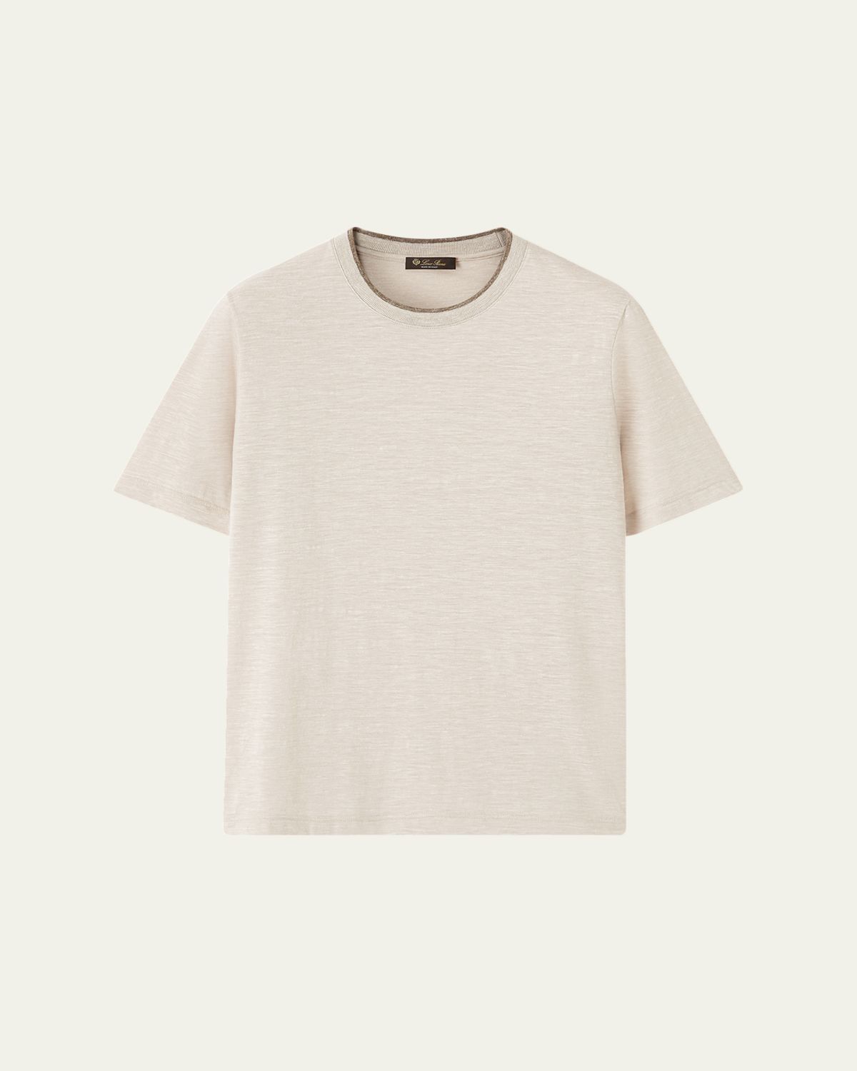 Loro Piana Men's Cashmere, Linen and Silk Tipped Crewneck T-Shirt | Thumbnail 6 Loro Piana Men's Cashmere, Linen and Silk Tipped Crewneck T-Shirt | Thumbnail 6