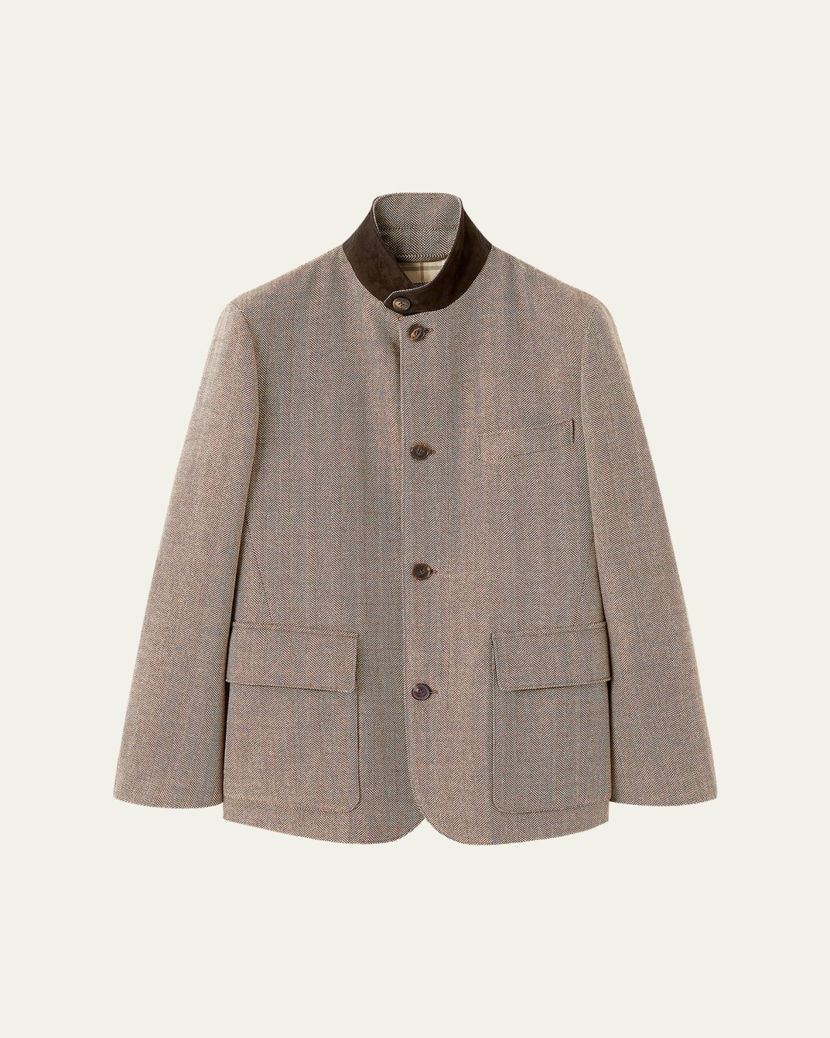 Loro Piana Men's Silk Tweed Roadster Jacket