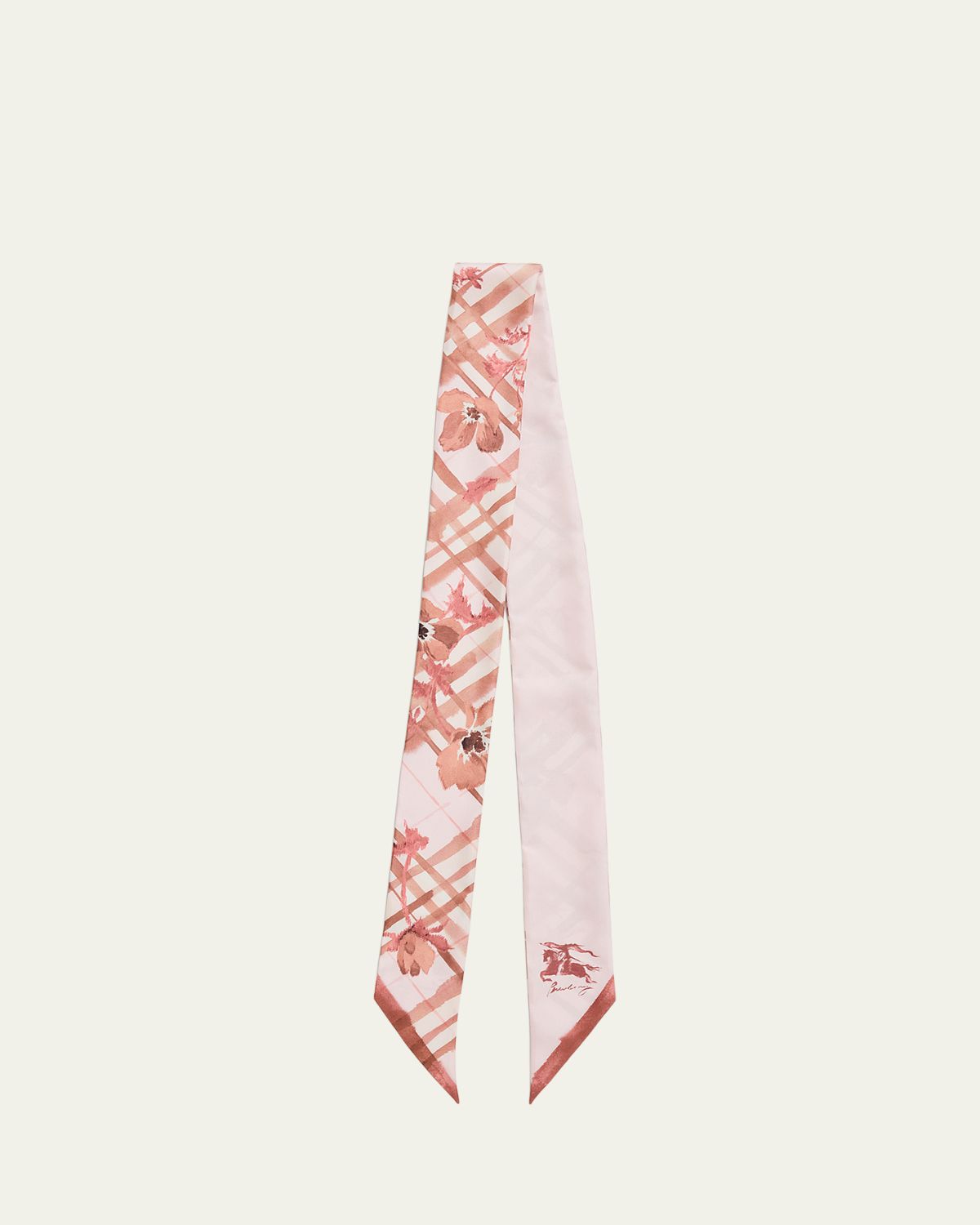 Burberry Skinny Watercolor Check Silk Scarf