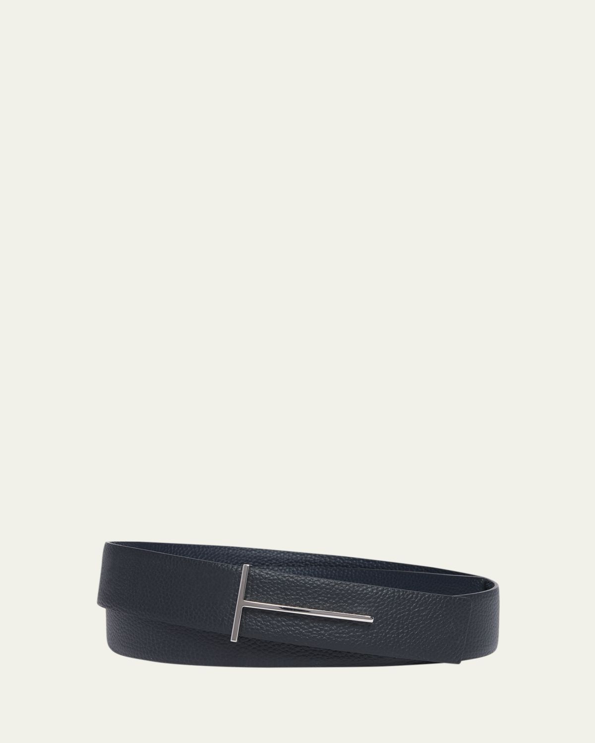 TOM FORD Men's Grained Leather T-Buckle Belt