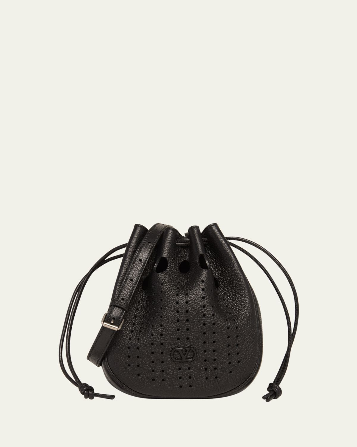 Valentino Garavani Men's Medium Drawstring Shoulder Bag in Grained Leather | Thumbnail 6