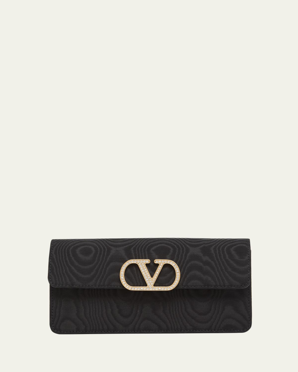 Valentino Garavani Crystal VLogo Moire Clutch Bag | Thumbnail 4