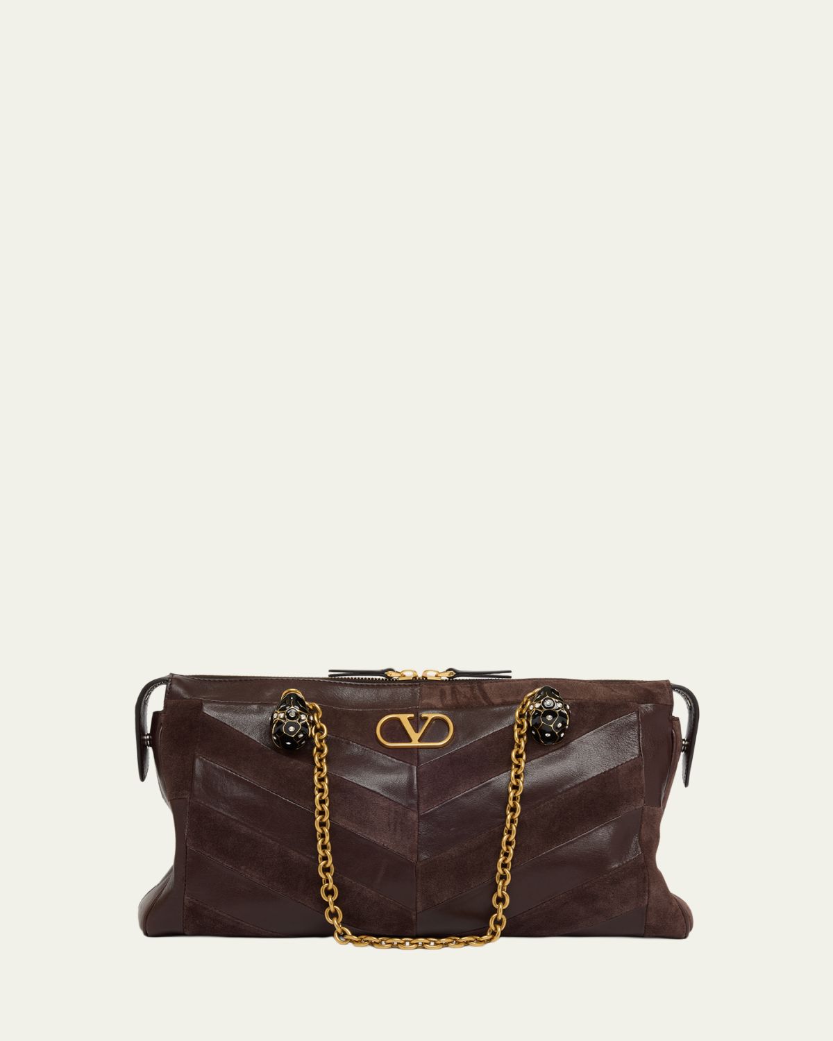 Valentino Garavani Panthea Medium Chevron Leather & Suede Shoulder Bag | Thumbnail 4