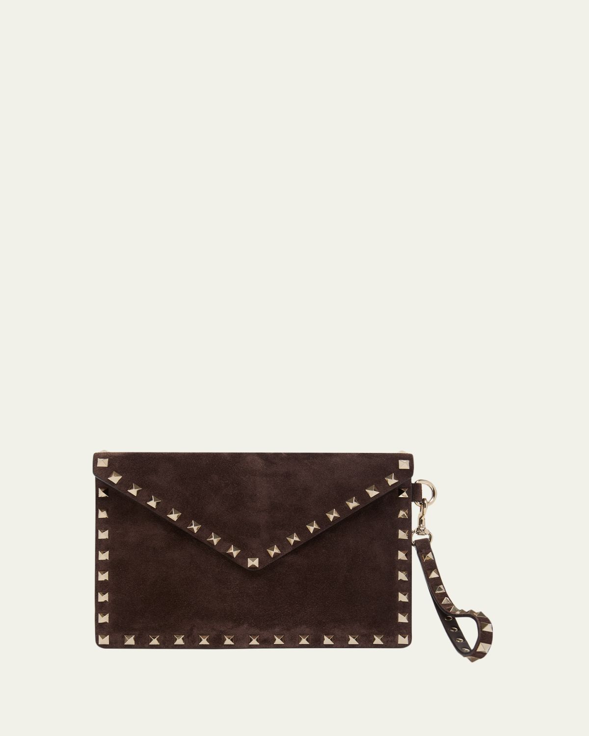 Valentino Garavani Rockstud Suede Wristlet Pouch Bag