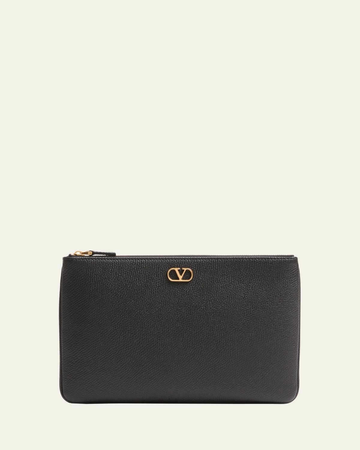Valentino Garavani Medium Grain Leather Flat Pouch Bag