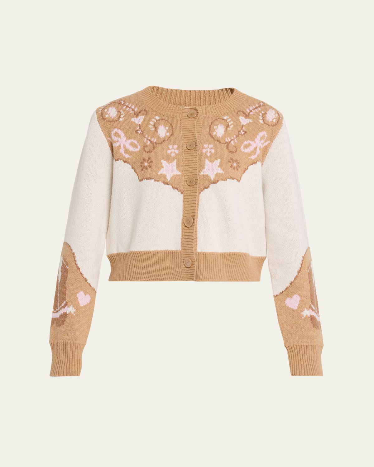 LoveShackFancy Leyah Wool-Blend Saddle Up Cardigan