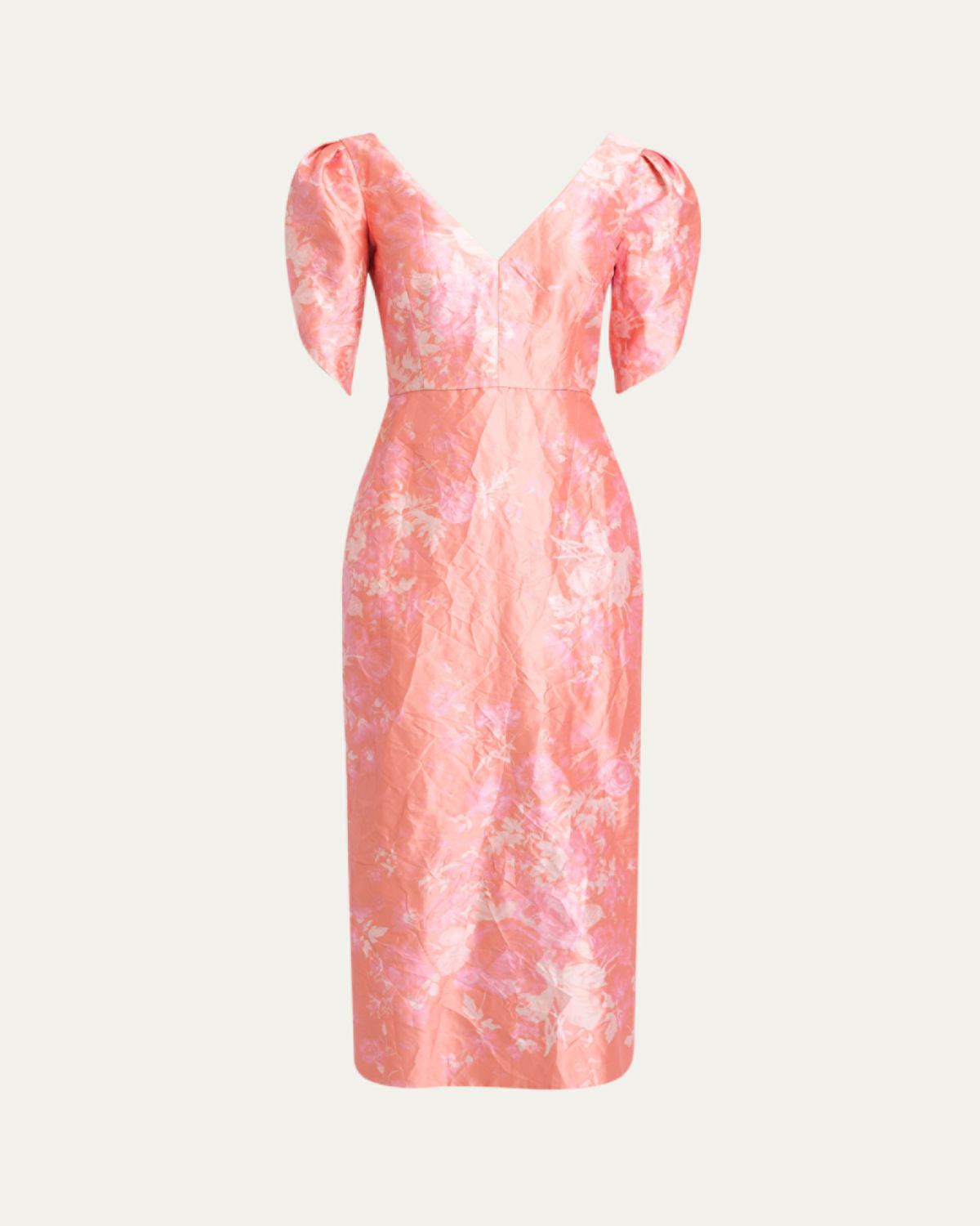 Erdem Floral-Print Textured Satin Midi Dress