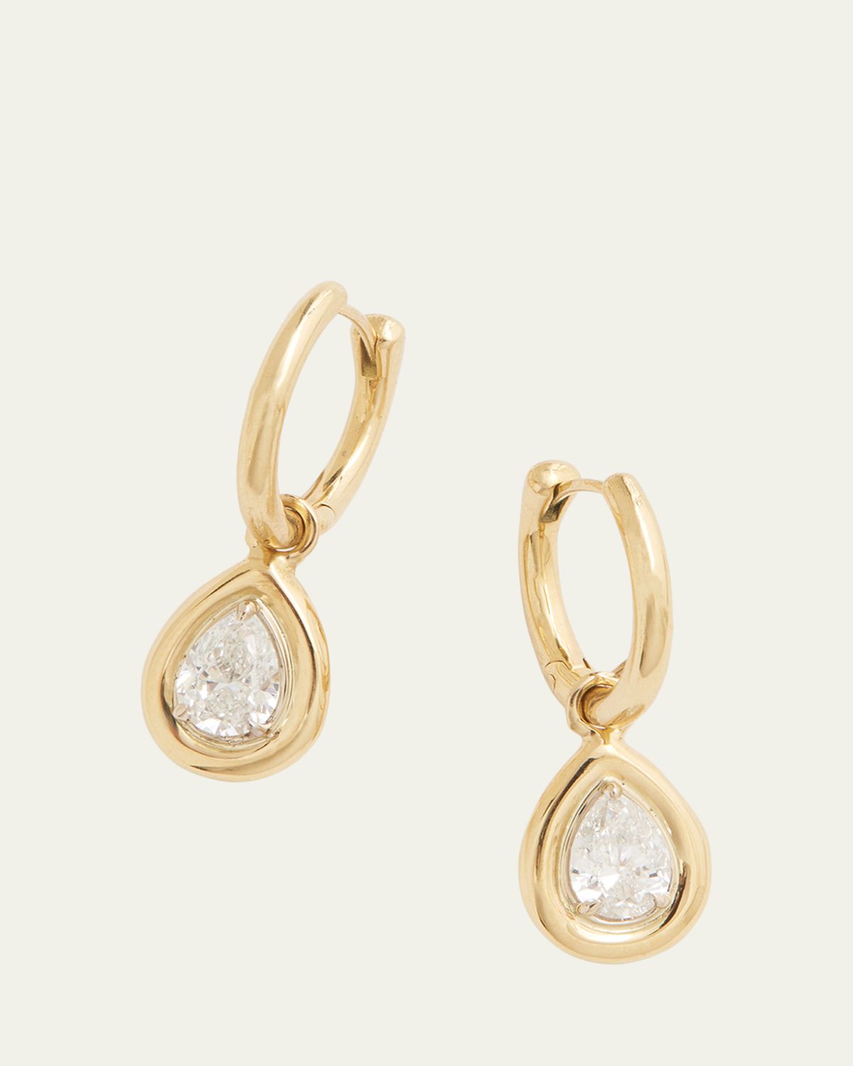 Jamie Wolf 18K Yellow Gold Hoop Earrings with Pear Shape Diamond Drops