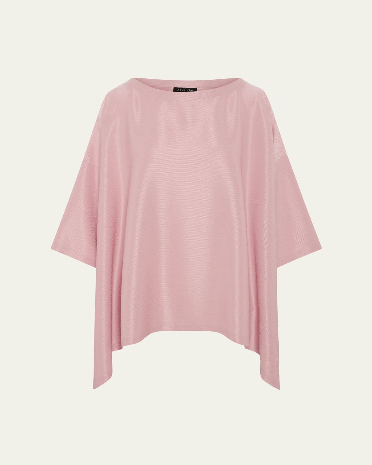 Eskandar Midweight Silk Plissé DPS Scoop Neck Top - Mid Plus Length