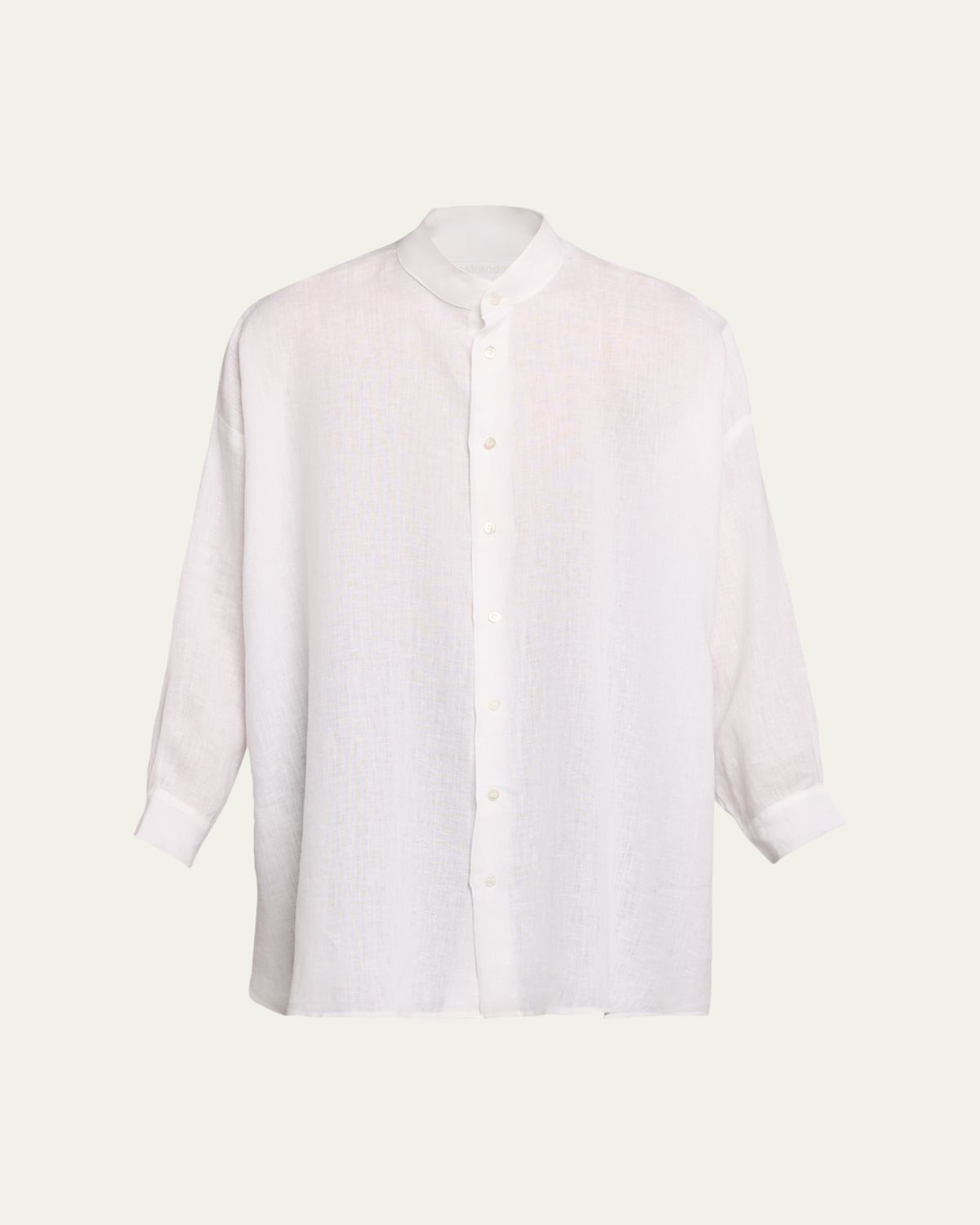 Eskandar Wide A-Line Collarless Classic Shirt - Long Plus Length