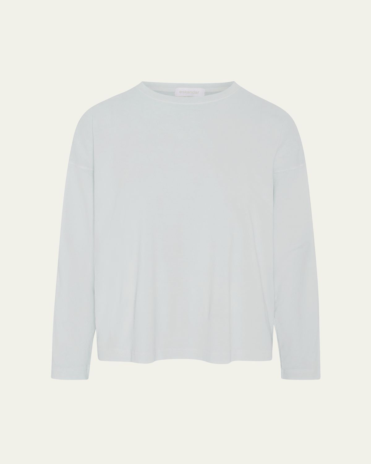Eskandar Cotton Jersey Long Sleeve Smaller Round Neck Top - Mid Length | Thumbnail 4