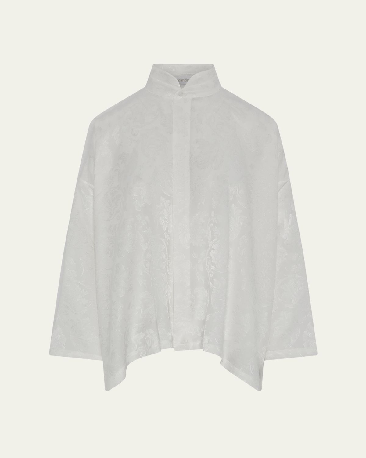 Eskandar Wide A-Line Double Stand Collar Shirt - Mid Plus Length | Thumbnail 5 Eskandar Wide A-Line Double Stand Collar Shirt - Mid Plus Length | Thumbnail 5