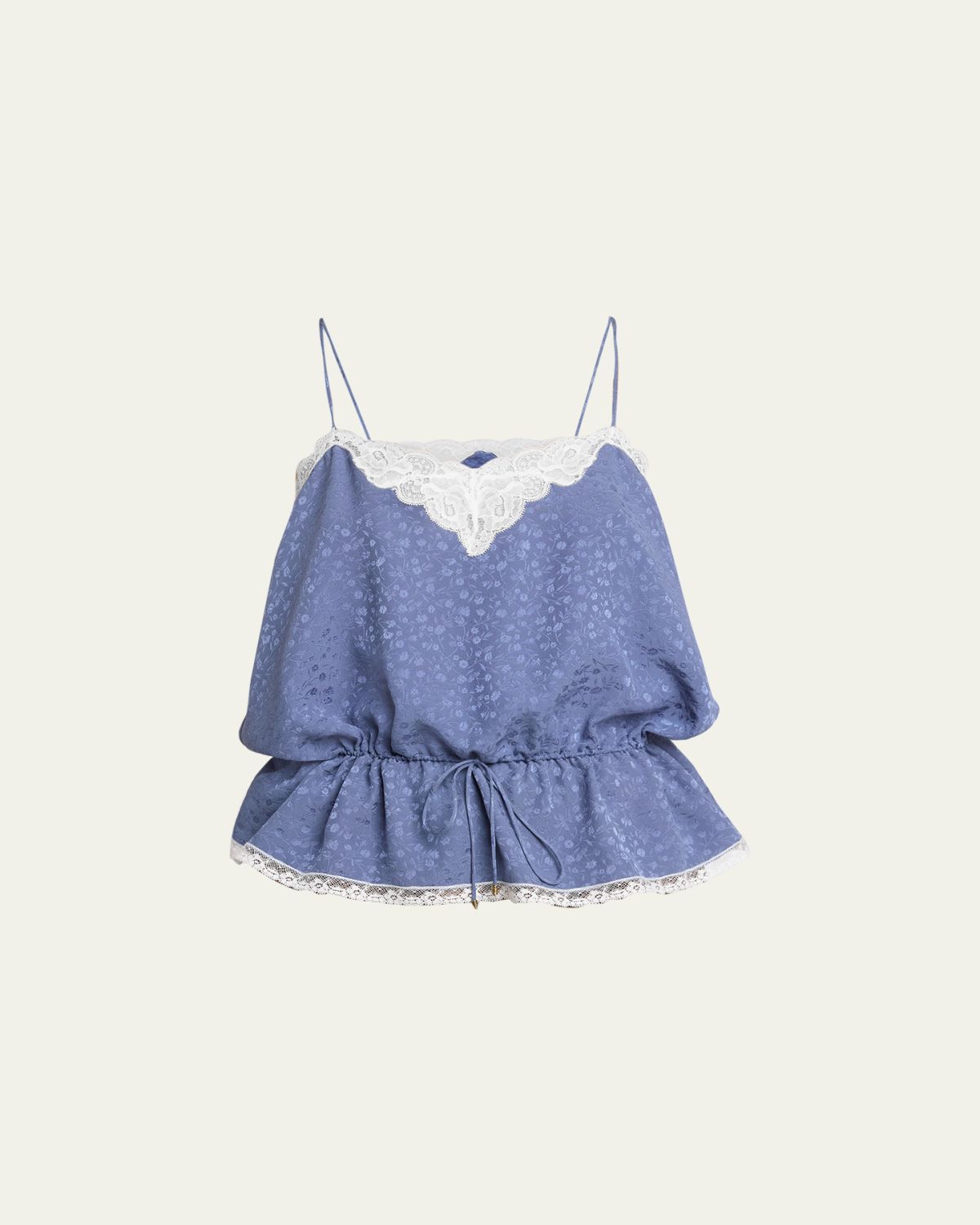 Chloe Lace-Trim Floral Silk Jacquard Sleeveless Top | Thumbnail 6 Chloe Lace-Trim Floral Silk Jacquard Sleeveless Top | Thumbnail 6