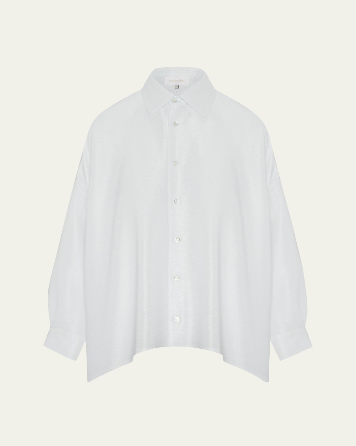 Eskandar Wide A-Line Shirt With Collar - Very Long Length