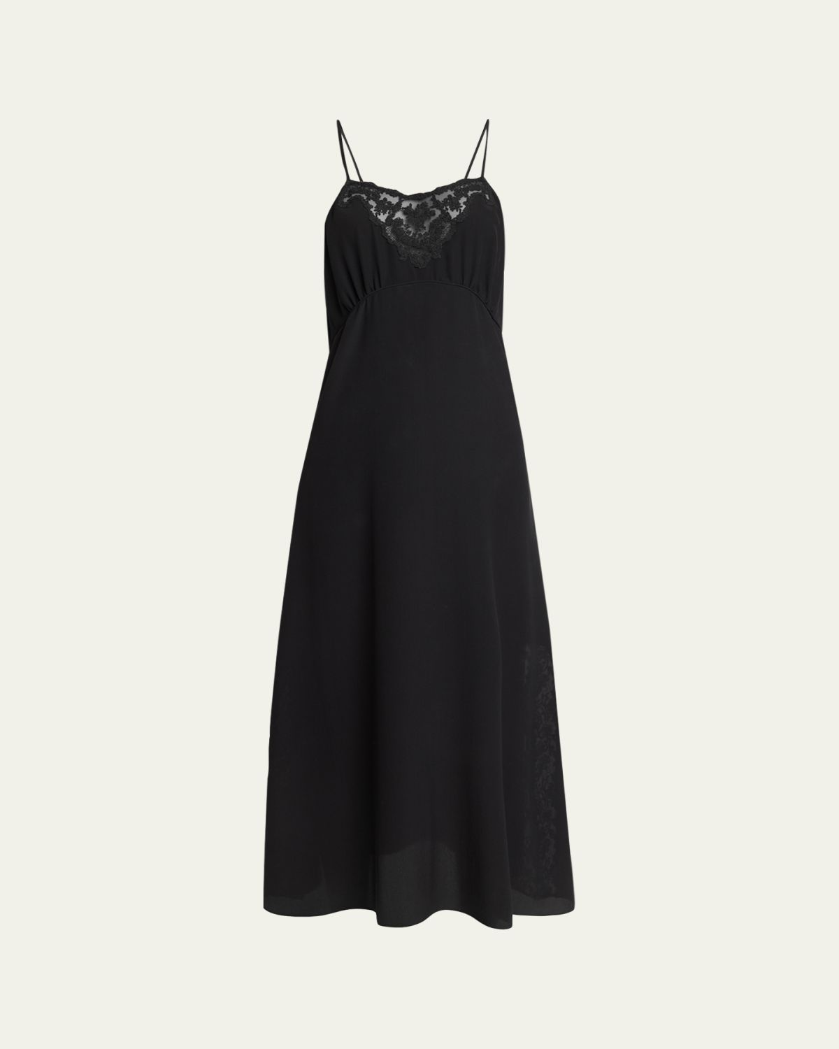 Chloe Lace-Trim Empire Silk Midi Slip Dress