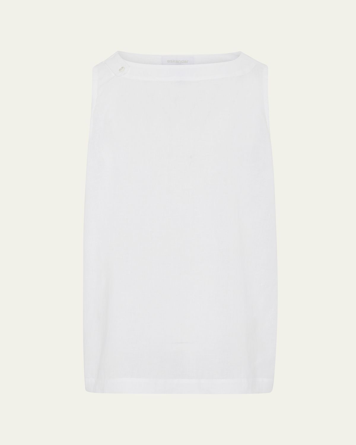 Eskandar Lightweight Linen A-Line Round Neck Shell Top - Mid Plus Length