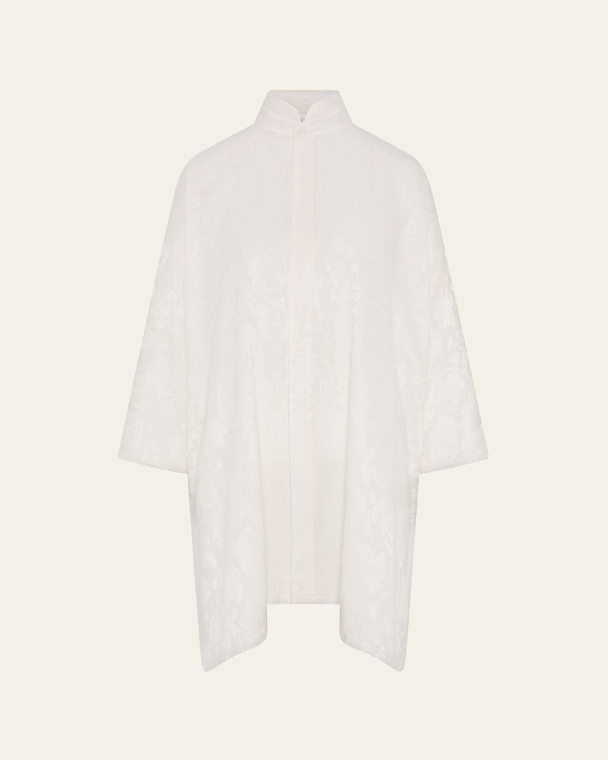 Eskandar Wide A-Line Double Stand Collar Shirt - Very Long Length With Slits