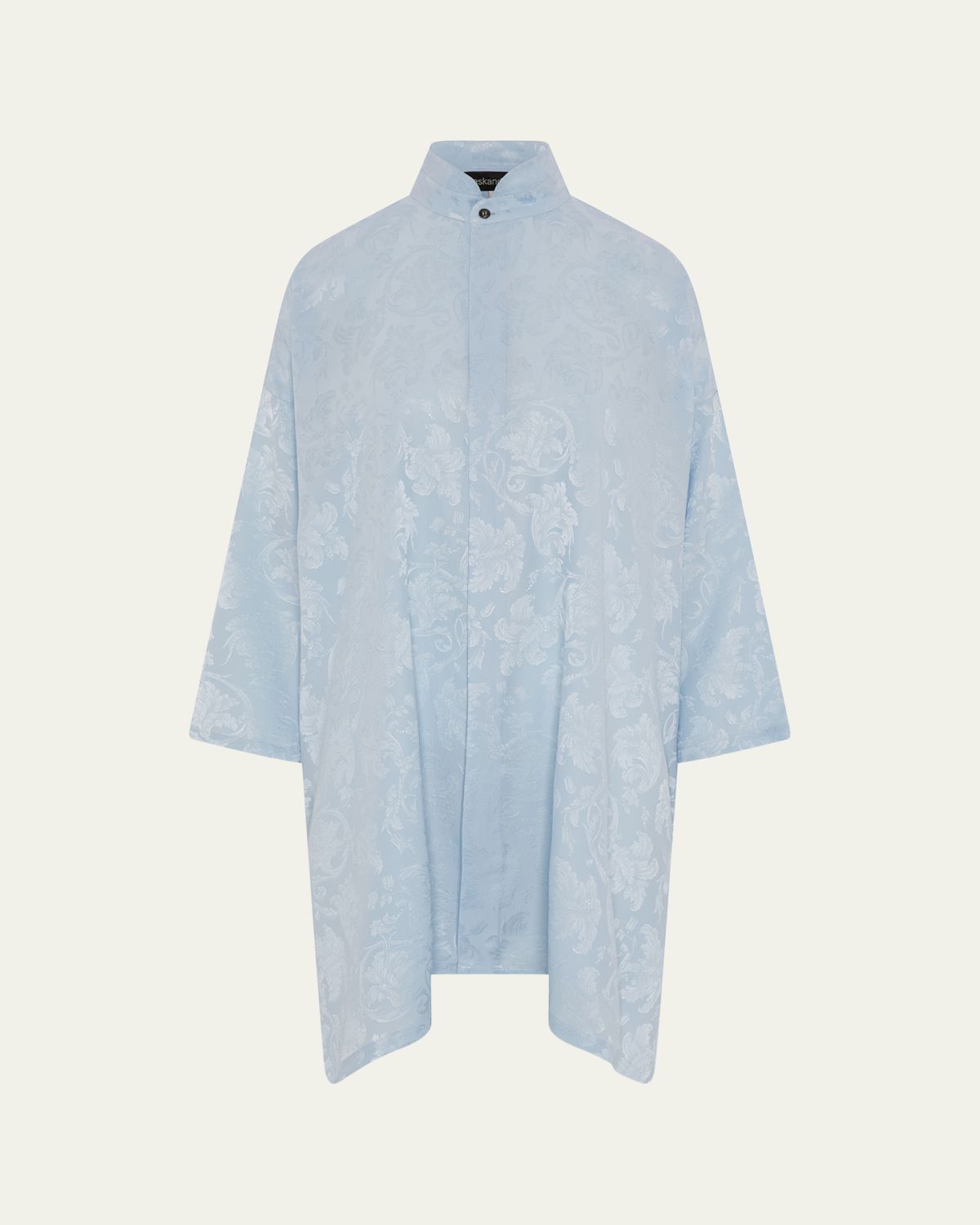 Eskandar Wide A-Line Double Stand Collar Shirt - Very Long Length With Slits | Thumbnail 6 Eskandar Wide A-Line Double Stand Collar Shirt - Very Long Length With Slits | Thumbnail 6