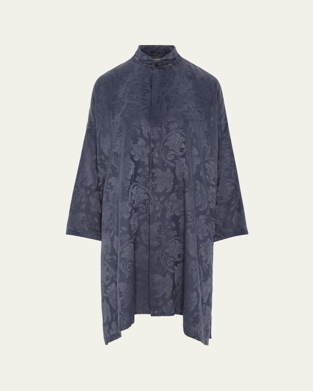 Eskandar Wide A-Line Double Stand Collar Shirt - Very Long Length With Slits | Thumbnail 5