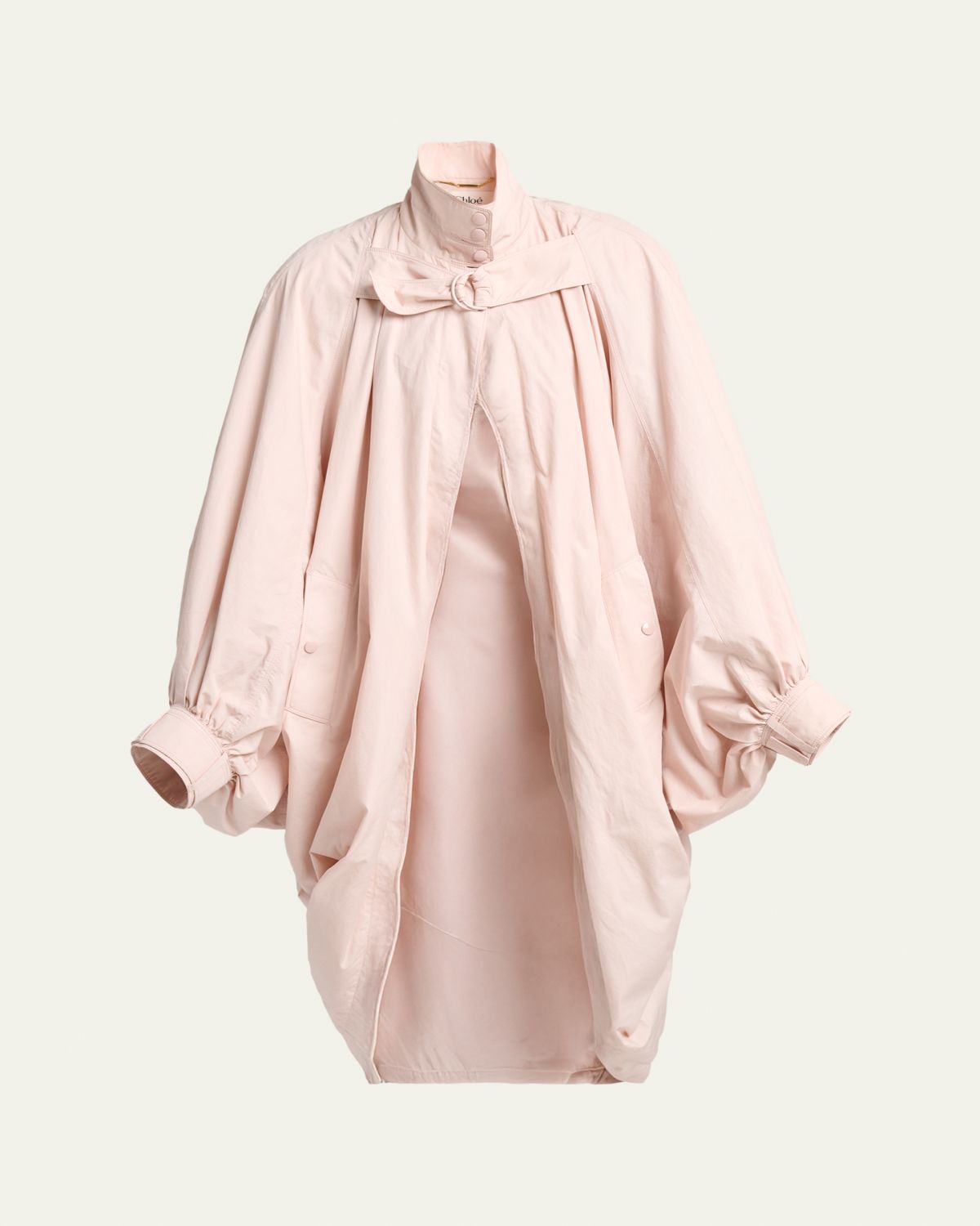 Chloe Balloon-Sleeve Oversized Cotton Cocoon Coat