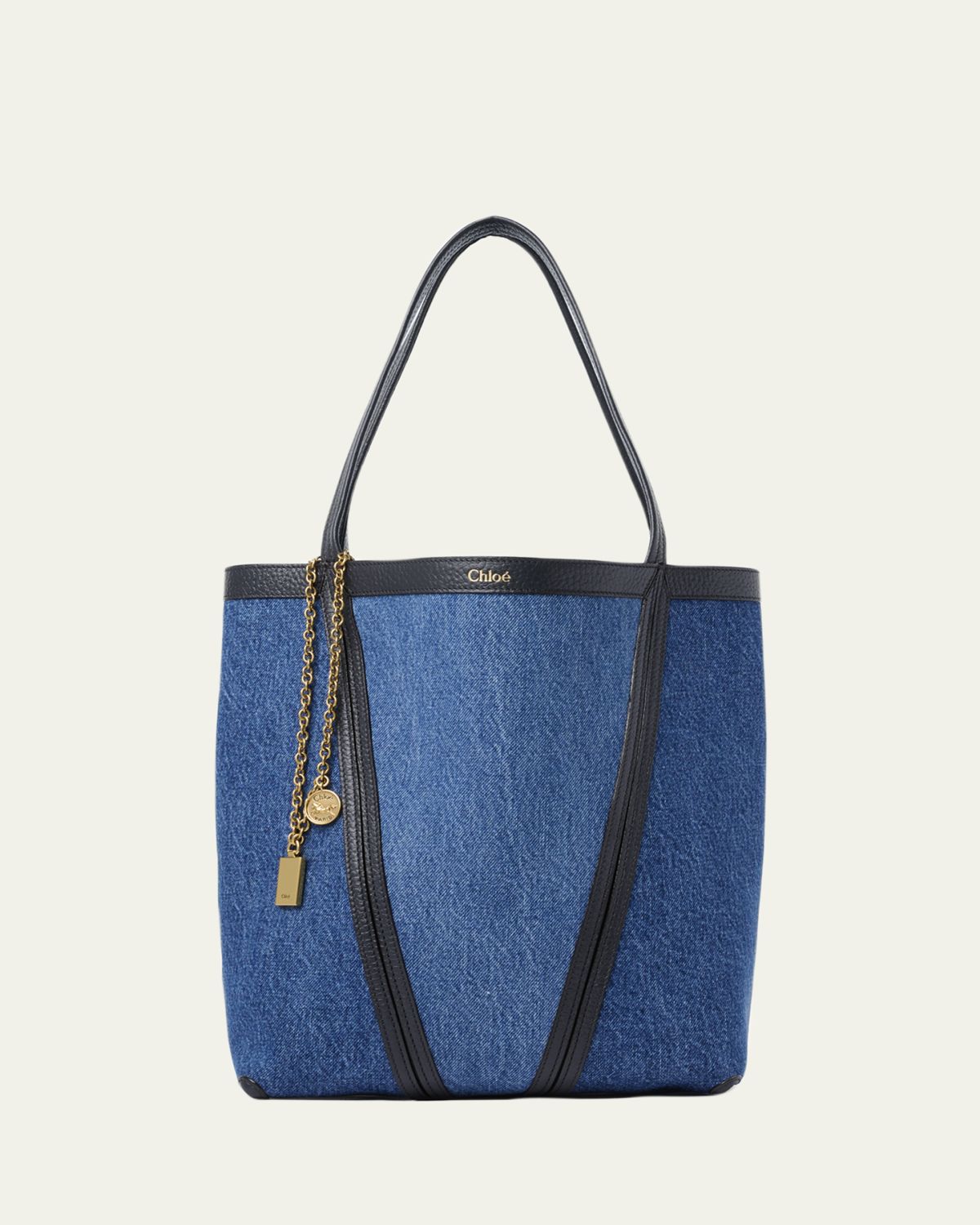 Chloe Spin Medium Tote Bag in Cotton Denim