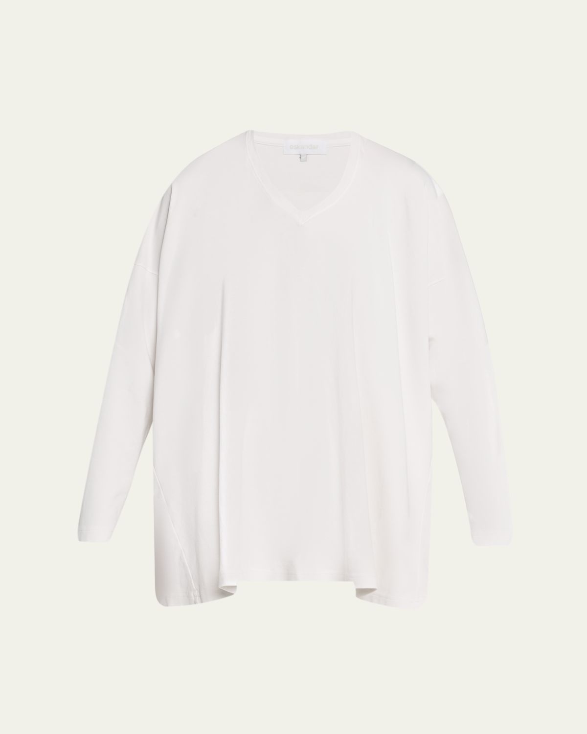 Eskandar Side Paneled V neck T-Shirt - Long Length