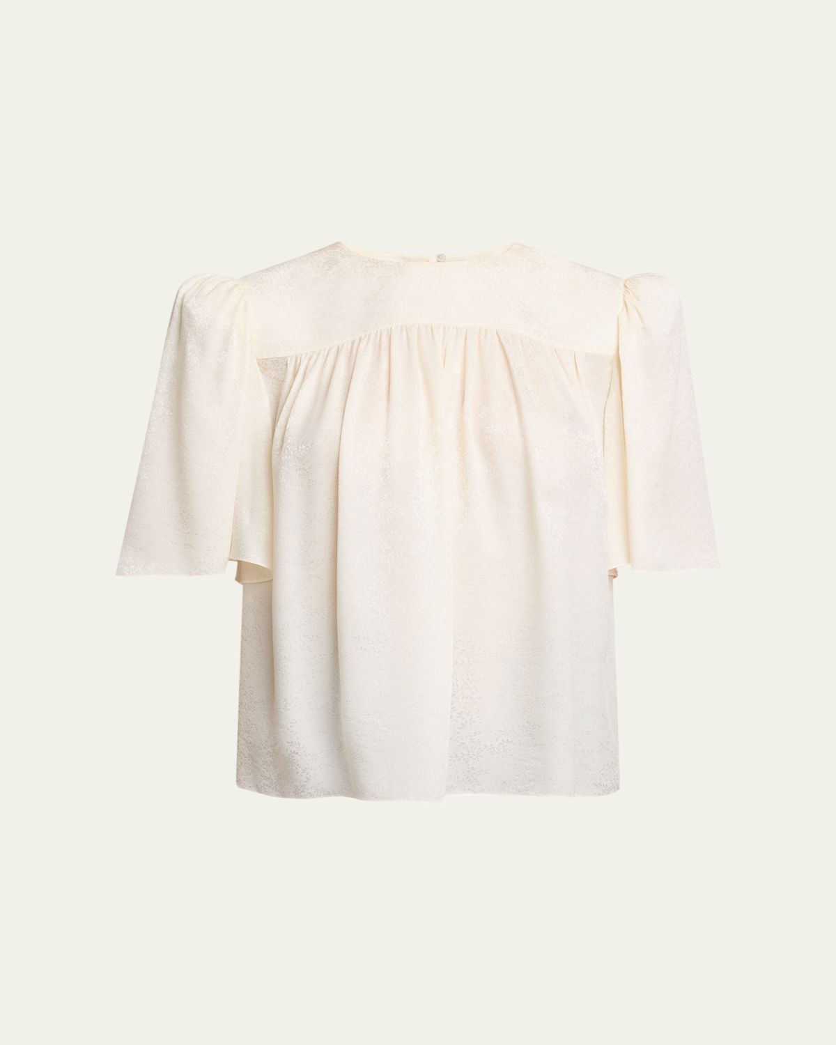Chloe Strong-Shoulder Floral Silk Jacquard Top