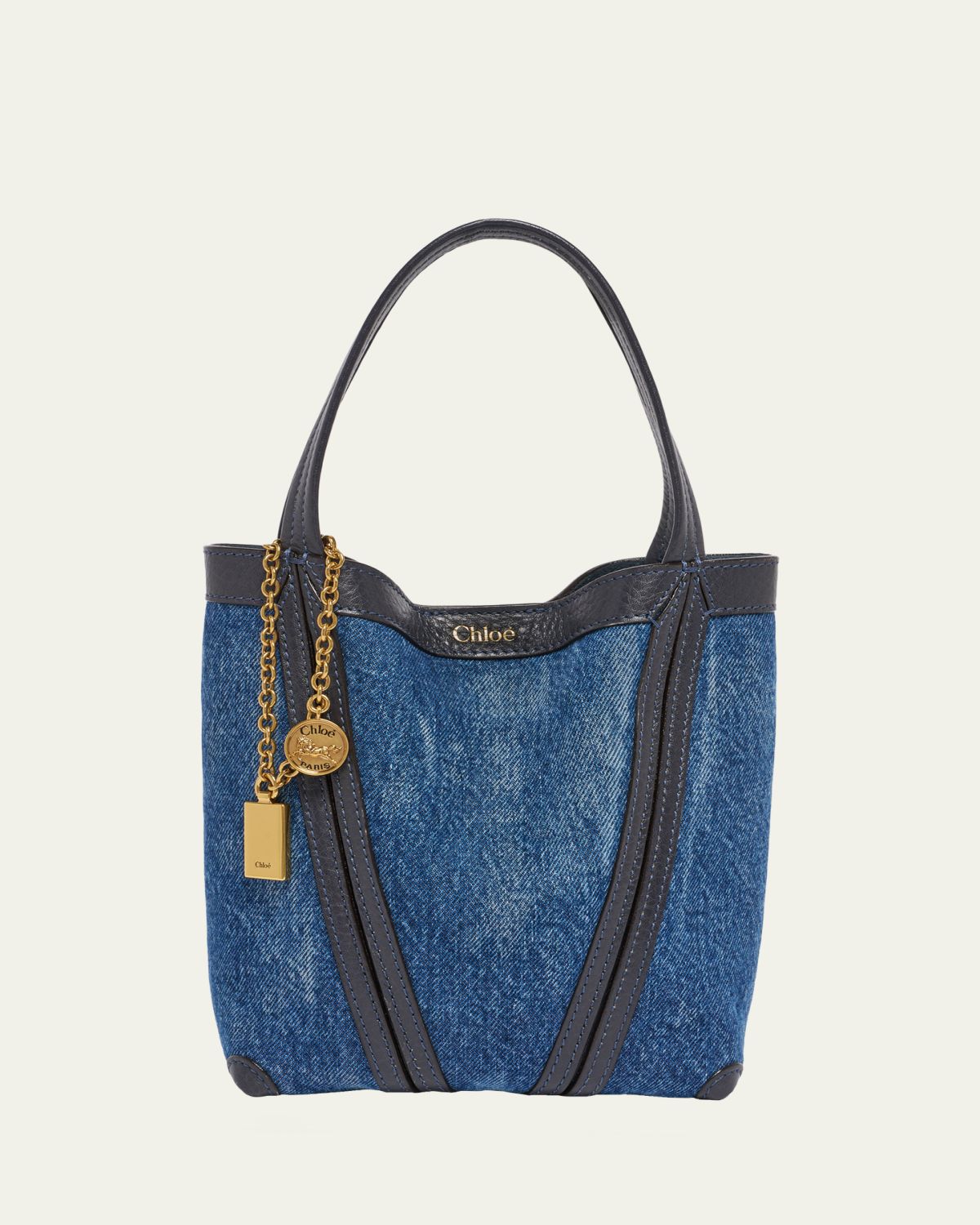 Chloe Spin Mini Tote Bag in Cotton Denim